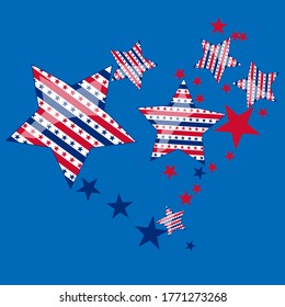 Background with red and blue stars. Holiday graphic design. USA Independence Day or Presidents Day star pattern in American flag colors.