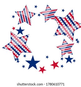 Background with red and blue stars. Holiday graphic design. Red blue stars American patriotic graphics.