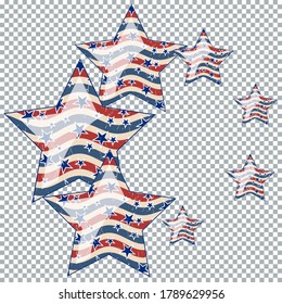 Background with red and blue stars. Holiday graphic design. USA Independence Day or Presidents Day star pattern in American flag colors.