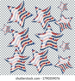 Background with red and blue stars. Holiday graphic design. USA Independence Day or Presidents Day star pattern in American flag colors.