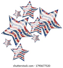 Background with red and blue stars. Holiday graphic design. USA Independence Day or Presidents Day star pattern in American flag colors.