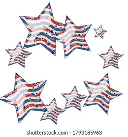 Background with red and blue stars. Holiday graphic design. USA Independence Day or Presidents Day star pattern in American flag colors.