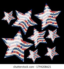 Background with red and blue stars. Holiday graphic design. USA Independence Day or Presidents Day star pattern in American flag colors.
