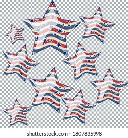 Background with red and blue stars. Holiday graphic design. USA Independence Day or Presidents Day star pattern in American flag colors.