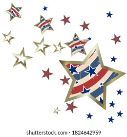 Background with red and blue stars. Holiday graphic design. Red blue stars American patriotic graphics.