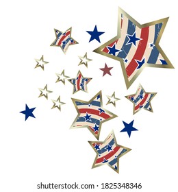Background with red and blue stars. Holiday graphic design. Red blue stars American patriotic graphics.