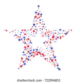 Background with red and blue stars. Holiday graphic design. USA Independence Day or Presidents Day star pattern in American flag colors.