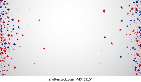 Fondo con estrellas rojas y azules. Ilustración de papel vector.