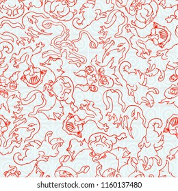 Background with red contour monsters