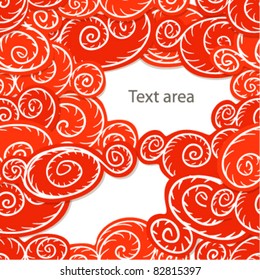 Fondo de las nubes abstractas de curvado rojo con áreas en blanco para un texto