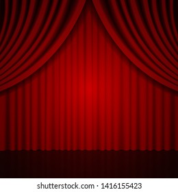Background with red curtain. Vector illustration
