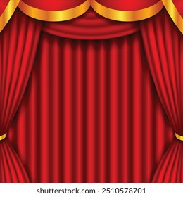 Background with red curtains illustration