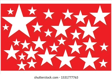 the background is red and decorated with many stars,