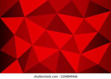Background of red different triangles with gradient. Texture.