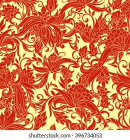 background with red floral decore