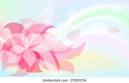 background red flower on a background of green and yellow splashes