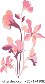 Background with red flowers, butterflies and grunge effect. digital and textile.