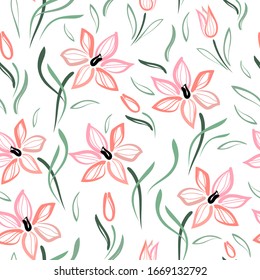 Background with red flowers .Vector illustration.