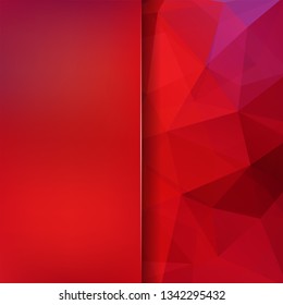 Background of red geometric shapes. Blur background with glass. Colorful mosaic pattern. Vector EPS 10. Vector illustration