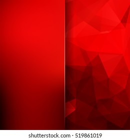 Background of red geometric shapes. Blur background with glass. Colorful mosaic pattern. Vector EPS 10. Vector illustration