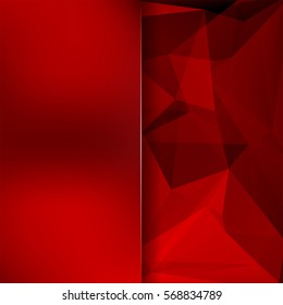 Background of red geometric shapes. Blur background with glass. Mosaic pattern. Vector EPS 10. Vector illustration