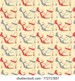Background with red and gray shoes. Illustration  