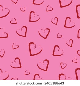 Background with red hearts. Hearts brush.Pink Background.