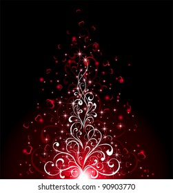 Background with red Hearts, illustration