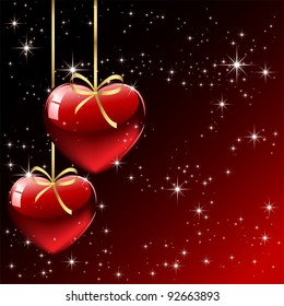 Background with red Hearts, illustration