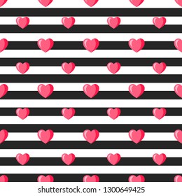 Background with red hearts, lips and black stripes 