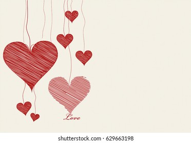 Background Of Red Hearts On Strings - Valentine's/Mother´s Day
