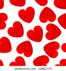 background of red hearts on a white background