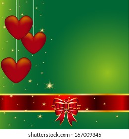 Background of red hearts, vector