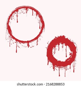Background with red ink blots wound circles. Blood splash direction wallpaper. Flat spray of grunge liquid