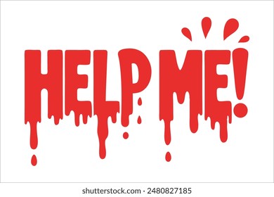 Background with red ink blots wound lines with text help me. 