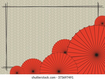 Background with red Japanese umbrella