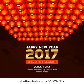 Background with red lantern for celebration Chinese New Year 2017.
