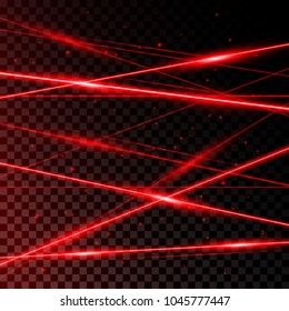Background from Red Laser Beams on transparent black background.