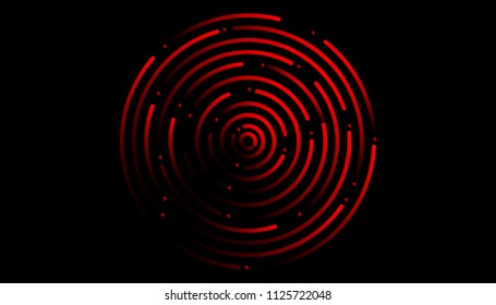 Background red lines arranged in a circle,Background Digital Technology Concept.