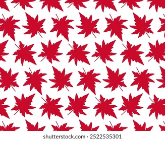Fondo con hojas de arce rojo, patrón sin fisuras con el símbolo de Canadá. Es conveniente para el Diseño web, imprimiendo en tela, Fondo de pantalla y papel del regalo
