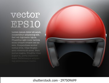 Background of red motorcycle or scooter helmet. Vector Illustration of safety. 