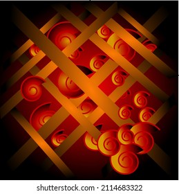 Background in red with orange line
