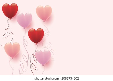 background of red and pink heart balloons