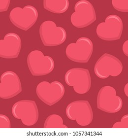 Background from red and pink hearts continuous. Vector seamless pattern. Modern stylish texture
