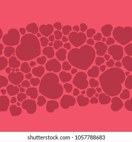 Background from red and pink hearts continuous. Vector seamless pattern. Modern stylish texture