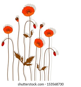 Background with red poppy flowers