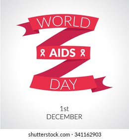 Background with red ribbon symbol of 1st December World AIDS Day