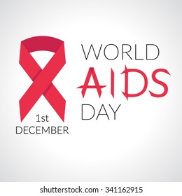 Background with red ribbon symbol of 1st December World AIDS Day