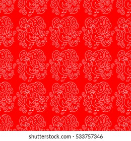 Background red, roosters, rooster year