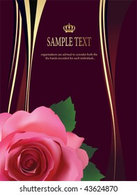 Background with red rose. All elements and textures are individual objects. Vector illustration scale to any size